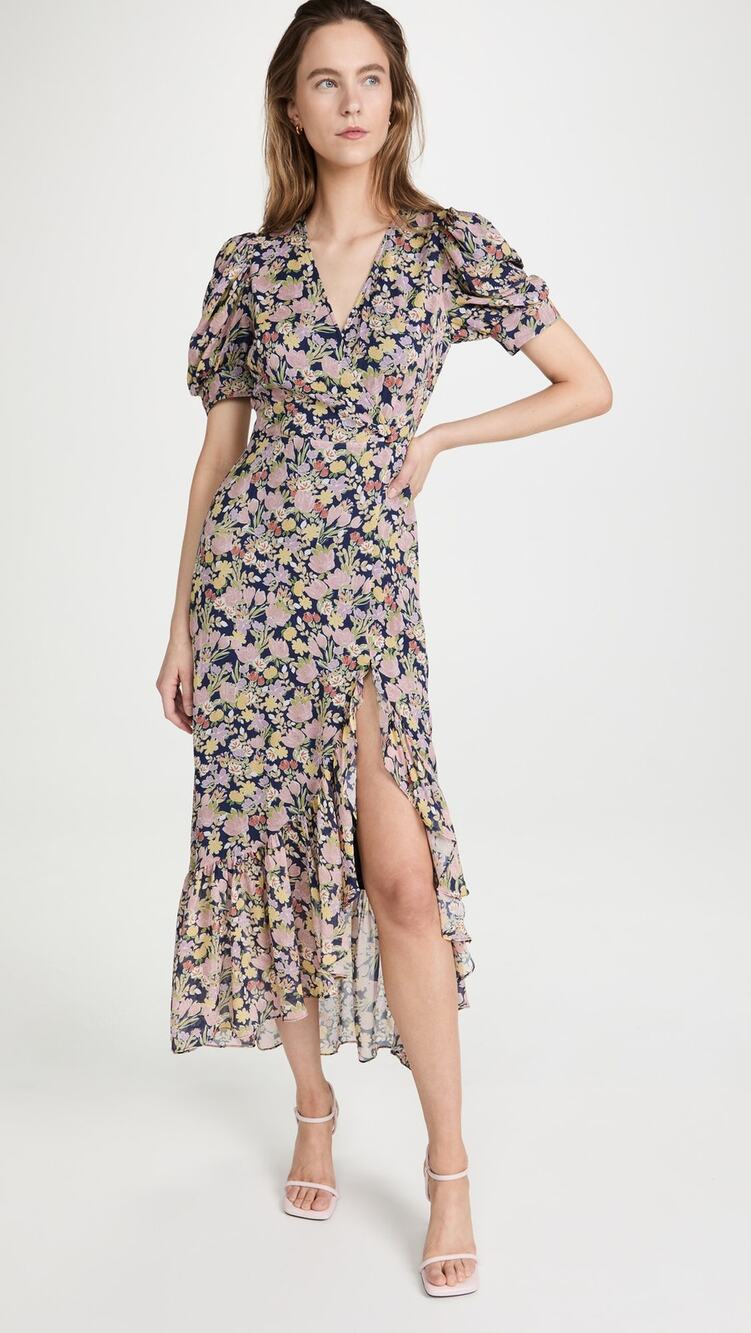 NWT Yumi Kim Andrea Maxi Dress Laguna Breeze Midnight Pink Navy Ditsy Floral XS